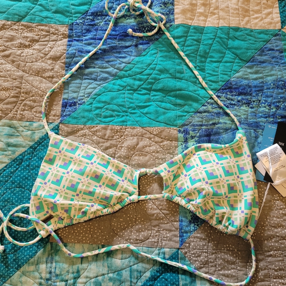 O'Neill Mint & Aqua Geometric Bikini Top